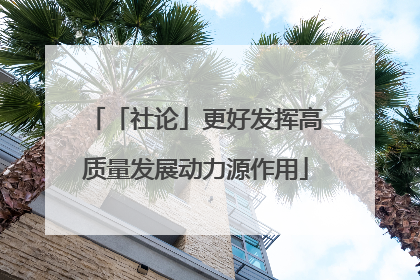 「社论」更好发挥高质量发展动力源作用