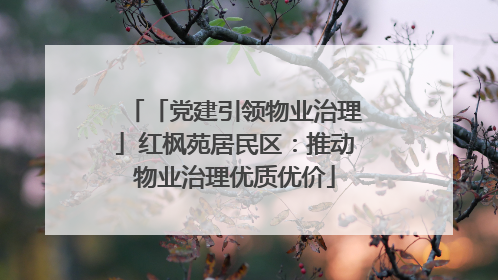 「党建引领物业治理」红枫苑居民区：推动物业治理优质优价