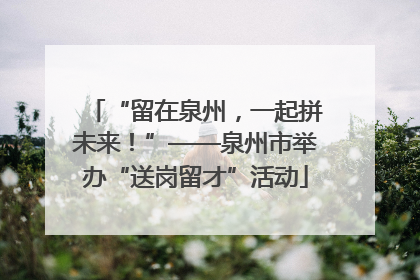 “留在泉州，一起拼未来！”——泉州市举办“送岗留才”活动