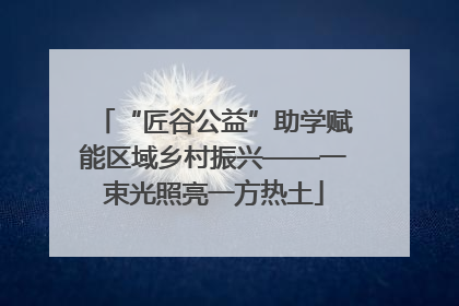“匠谷公益”助学赋能区域乡村振兴——一束光照亮一方热土