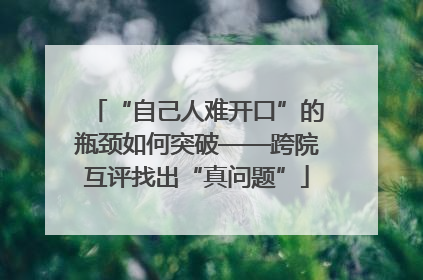 “自己人难开口”的瓶颈如何突破——跨院互评找出“真问题”