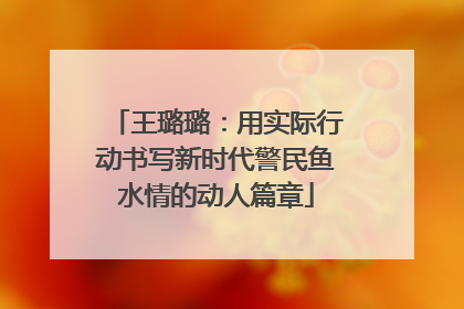 王璐璐：用实际行动书写新时代警民鱼水情的动人篇章
