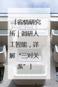 省情研究所｜调研人工智能，详解“三对关系”