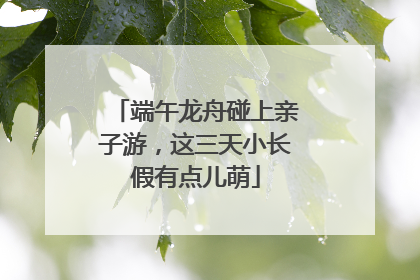 端午龙舟碰上亲子游，这三天小长假有点儿萌