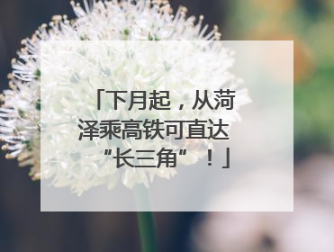 下月起，从菏泽乘高铁可直达“长三角”！