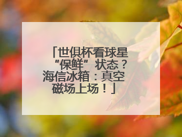 世俱杯看球星“保鲜”状态？海信冰箱：真空磁场上场！