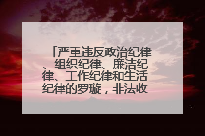 严重违反政治纪律、组织纪律、廉洁纪律、工作纪律和生活纪律的罗璇，非法收受他人巨额财物