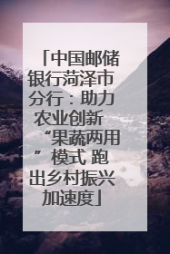 中国邮储银行菏泽市分行：助力农业创新 “果蔬两用”模式 跑出乡村振兴加速度
