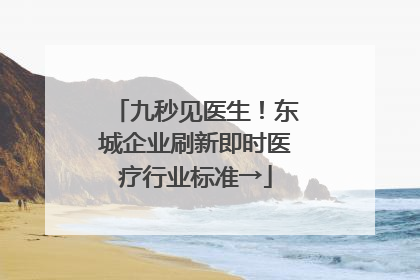 九秒见医生！东城企业刷新即时医疗行业标准→