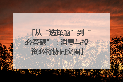 从“选择题”到“必答题”：消费与投资必将协同突围