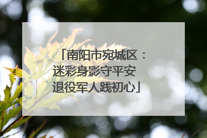 南阳市宛城区：迷彩身影守平安 退役军人践初心