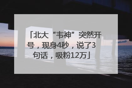 北大“韦神”突然开号，现身4秒，说了3句话，吸粉12万