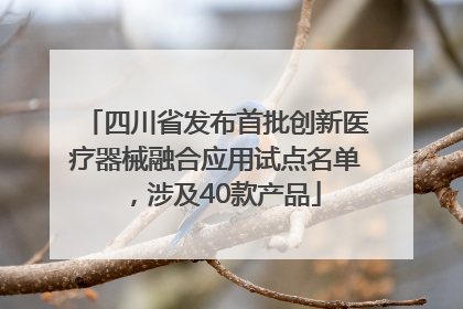 四川省发布首批创新医疗器械融合应用试点名单，涉及40款产品