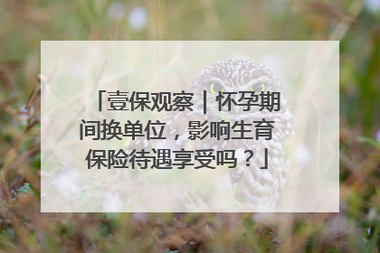 壹保观察｜怀孕期间换单位，影响生育保险待遇享受吗？