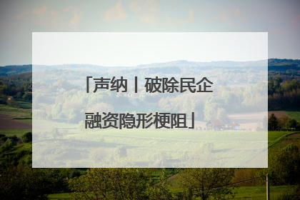 声纳丨破除民企融资隐形梗阻