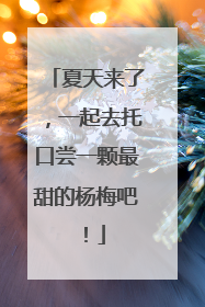 夏天来了，一起去托口尝一颗最甜的杨梅吧！