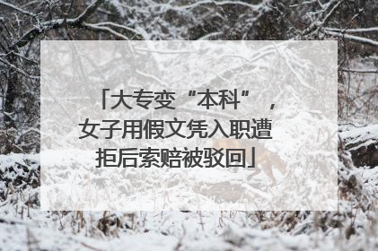 大专变“本科”，女子用假文凭入职遭拒后索赔被驳回