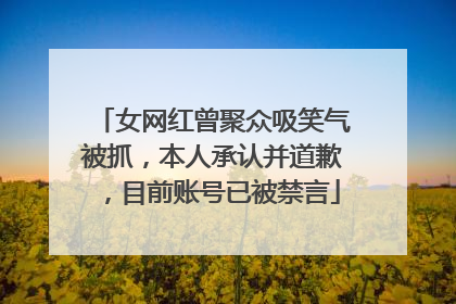 女网红曾聚众吸笑气被抓，本人承认并道歉，目前账号已被禁言