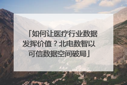 如何让医疗行业数据发挥价值？北电数智以可信数据空间破局