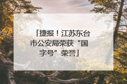 捷报！江苏东台市公安局荣获“国字号”荣誉