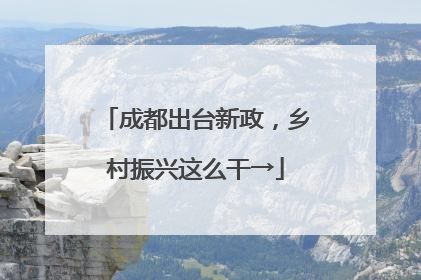 成都出台新政，乡村振兴这么干→