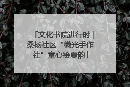 文化书院进行时｜桑杨社区“微光手作社”童心绘夏韵