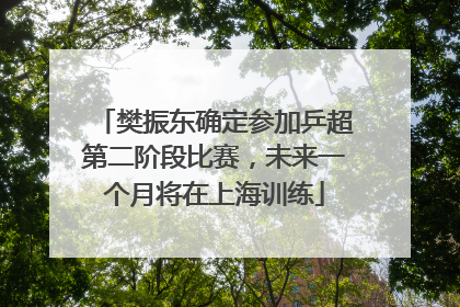 樊振东确定参加乒超第二阶段比赛，未来一个月将在上海训练