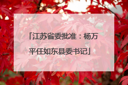 江苏省委批准：杨万平任如东县委书记