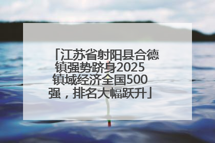 江苏省射阳县合德镇强势跻身2025镇域经济全国500强，排名大幅跃升