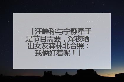 汪峰称与宁静牵手是节目需要，深夜晒出女友森林北合照：我俩好着呢！