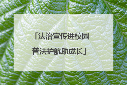 法治宣传进校园 普法护航助成长