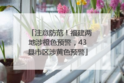 注意防范！福建两地涉橙色预警，43县市区涉黄色预警