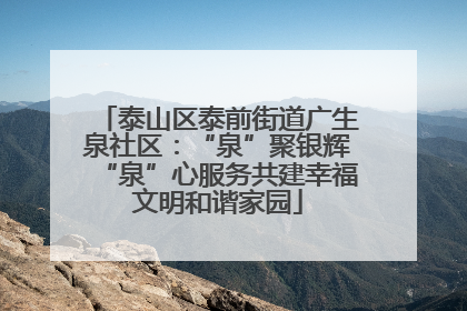 泰山区泰前街道广生泉社区：“泉”聚银辉“泉”心服务共建幸福文明和谐家园