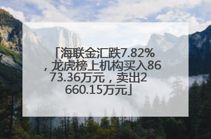 海联金汇跌7.82%，龙虎榜上机构买入8673.36万元，卖出2660.15万元