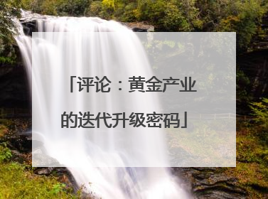评论：黄金产业的迭代升级密码