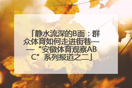 静水流深的B面：群众体育如何走进街巷——“安徽体育观察ABC”系列报道之二