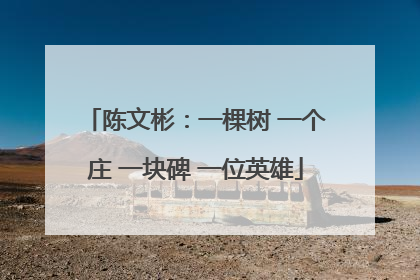 陈文彬：一棵树 一个庄 一块碑 一位英雄