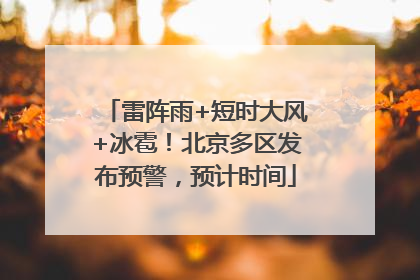 雷阵雨+短时大风+冰雹！北京多区发布预警，预计时间