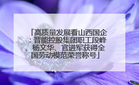 高质量发展看山西国企：晋能控股集团职工段峰、杨文华、官进军获得全国劳动模范荣誉称号