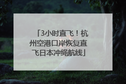 3小时直飞！杭州空港口岸恢复直飞日本冲绳航线