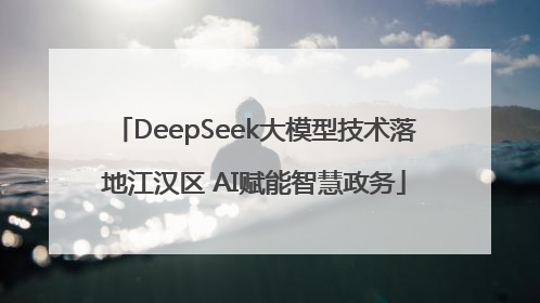 DeepSeek大模型技术落地江汉区 AI赋能智慧政务